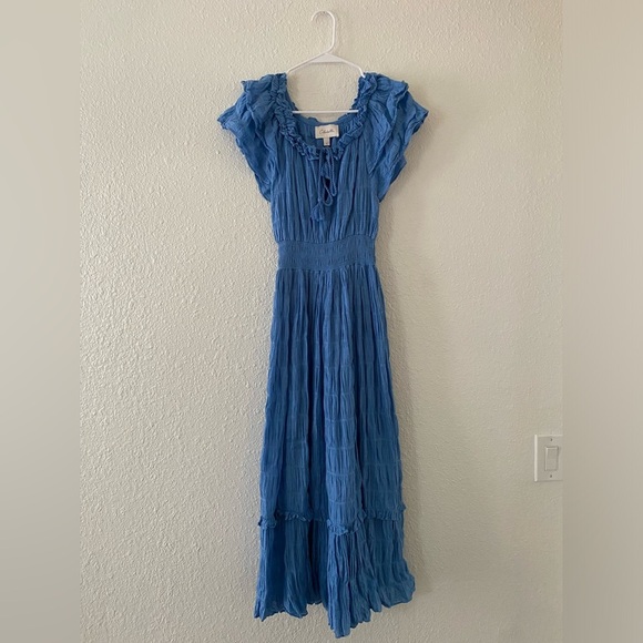 Cleobella Santana Ankle Dress Sky Blue Ruffled Dress - Picture 4 of 10